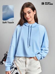 SHEIN Sports ソリッド ドローストリング アウトドア スウェットシャツ - ベビーブルー - チェックする 1