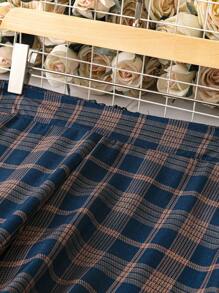 SHEIN LUNE Plus Plaid Print Wide Leg Pants Without Belt
