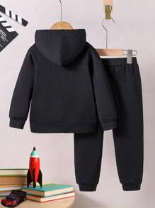 Boys Car Print Hoodie & Sweatpants - Black - View 3