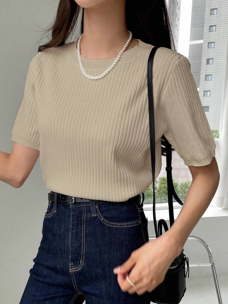 Solid Ribbed Knit Top
