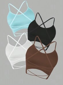 Easithlete 4入組交叉露背運動型胸罩 - 彩色 - 查看 2