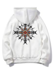 Men Graphic Hoodie - White - View 4