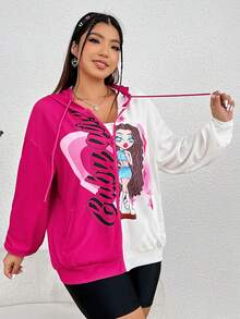 SHEIN EZwear 大尺碼娃娃拉鍊運動衫 - 彩色 - 查看 5