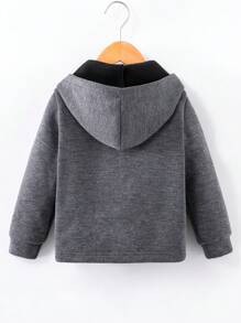Young Boy Zip Up Hooded Jacket Without Tee - Dark Grey - View 2