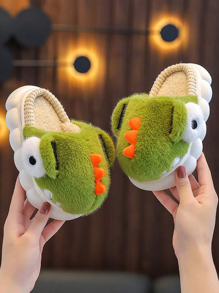 Dinosaur Shaped Kids' Slippers, Indoor/outdoor, Warm, Non-slip, Children/babies' House Shoes - Green - View 4