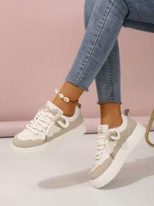 Fall/Winter Fashionable Colorblock Sneakers - Khaki - View 6