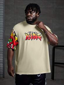 Manfinity EMRG Men Plus Cartoon Graphic Drop Shoulder Tee