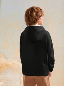 SHEIN Tween Boy Letter Graphic Hooded Coat