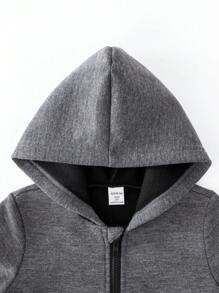 Young Boy Zip Up Hooded Jacket Without Tee - Dark Grey - View 5