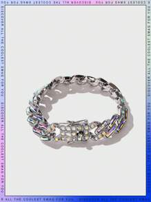 SHEIN 1pc Fashionable Colorful Decor Metallic Chain Bracelet For Boy, Girl And Kids, Exquisite Jewelry Gift