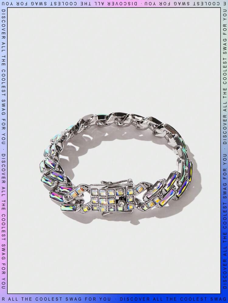 1pc Fashionable Colorful Decor Metallic Chain Bracelet For Boy, Girl And Teen, Exquisite Jewelry Gift