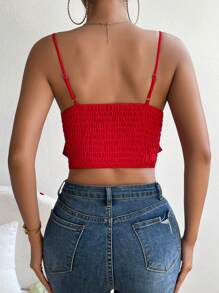 Chiquease Big Bow Front Shirred Back Cami Top - Red - View 2