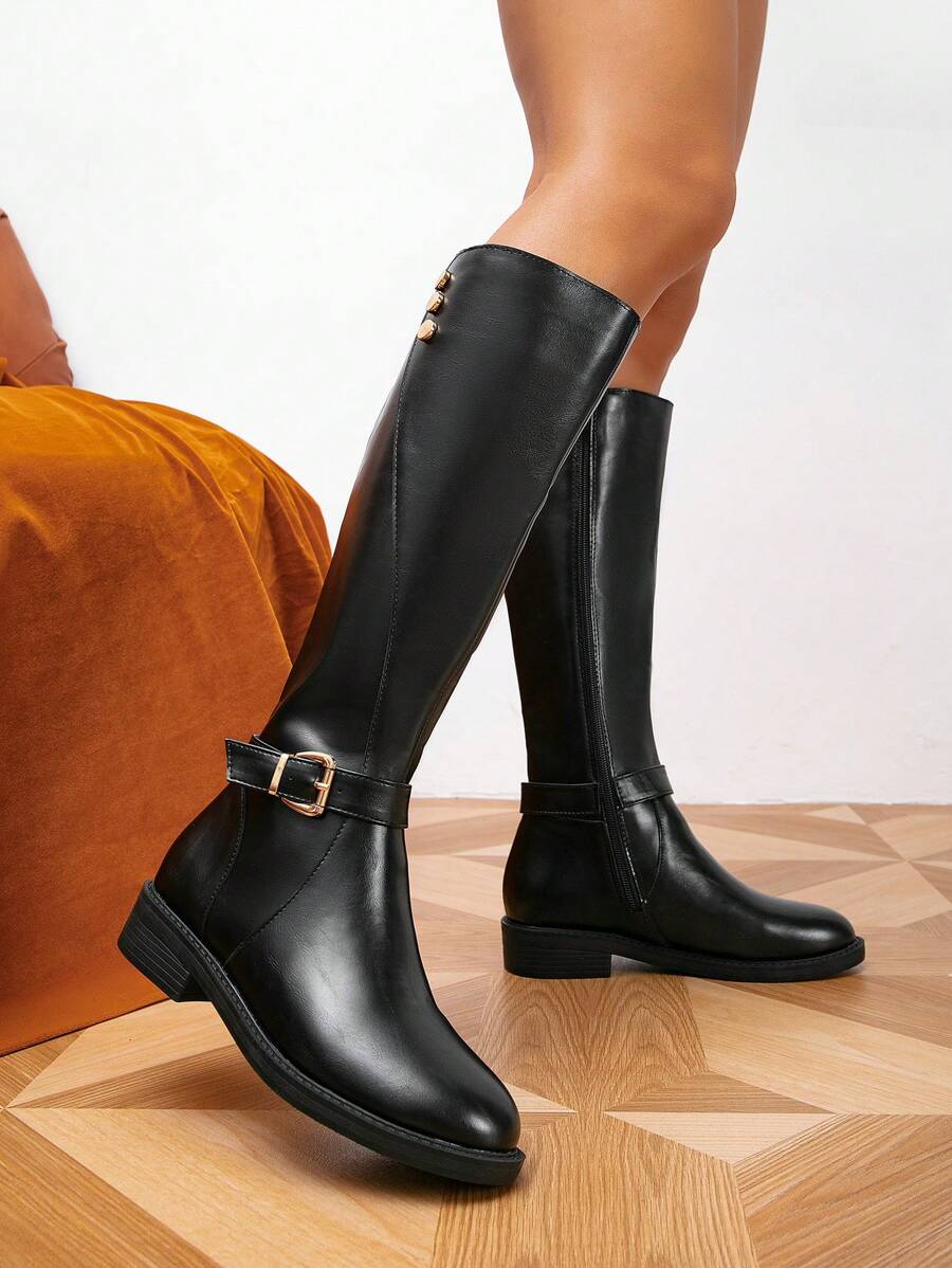 女性時尚戶外休閒靴子適用於秋天和冬天 - 黑色 - 查看 1