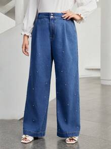 Mulvari Plus Wide Leg Jeans - Medium Wash - View 1