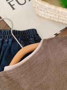 Garota Jovem Botão Frontal Bombazina Colete