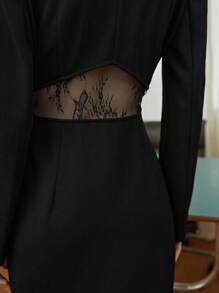 BizChic Double Breasted Lapel Collar Dress - Black - View 11