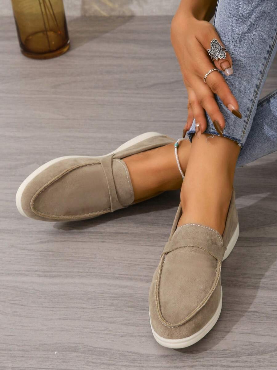 Mùa Xuân / Mùa thu Thoải mái Của phụ nữ Giày phẳng , Giày Penny Loafers Đối với Sinh viên - Lạc đà - Xem 1