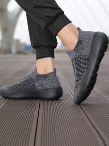 新款秋天女性襪型運動鞋,柔軟的和舒服的網眼透氣步行鞋 - 灰色 - 查看 4