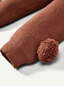 SHEIN 男嬰補丁貼設計針織長褲 - 棕色 - 查看 4