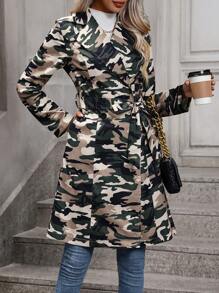 SHEIN LUNE 女士風衣外套 - 軍綠色 - 查看 3