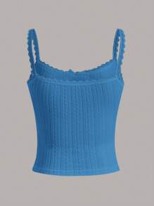 SHEIN Qutie Solid Bow Front Cami Top - Royal Blue - View 2