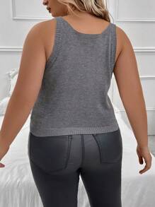 SHEIN LUNE Plus Button Detail Knit Top