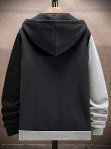 Manfinity Hypemode Men Plus Colorblock Zip Up Drawstring Hoodie Without Tee - Multicolor - View 2