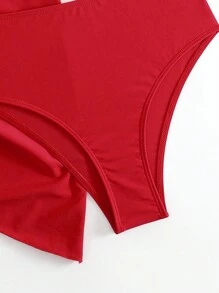 SHEIN Swim 2025 Jednokolorowy minimalistyczny dwuczęściowy strój kąpielowy na wakacje na plaży latem