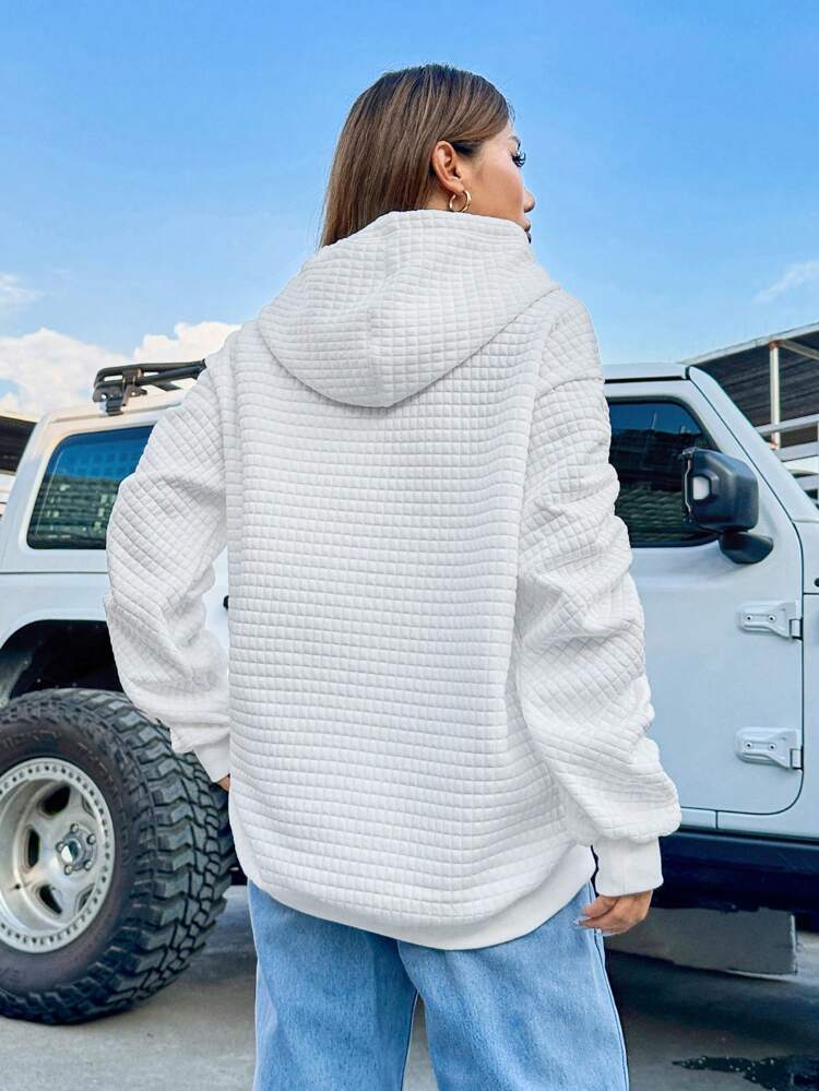 Kangaroo Pocket Drop Shoulder Drawstring Hoodie