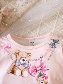 Baby Girl Bear Print Tee - Pink - View 3