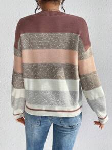 SHEIN LUNE 撞色落肩袖套頭毛衣 - 彩色 - 查看 2