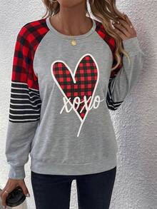 EMERY ROSE Heart & Letter Graphic Raglan Sleeve Sweatshirt - Multicolor - View 6