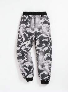 SHEIN Tween Boy Allover Print Jogger Jeans - Black and White - View 1