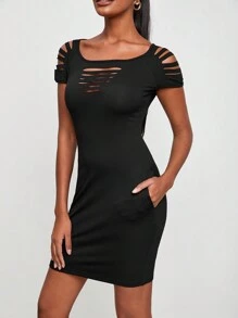 SHEIN Unity Cut Out Bodycon Dress - Black - View 5