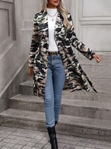 SHEIN LUNE 女士風衣外套 - 軍綠色 - 查看 8