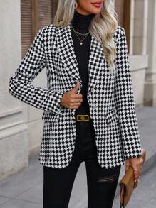 Chiquease Áo choàng có cổ in Allover - Đen và trắng - Xem 5