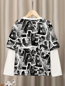 SHEIN 男大童字母圖形 2 合 1T恤 - 白色 - 查看 2