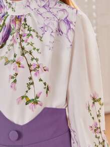 SHEIN Leap Crew 女大童印花燈籠袖襯衫和褲子 - 彩色 - 查看 8