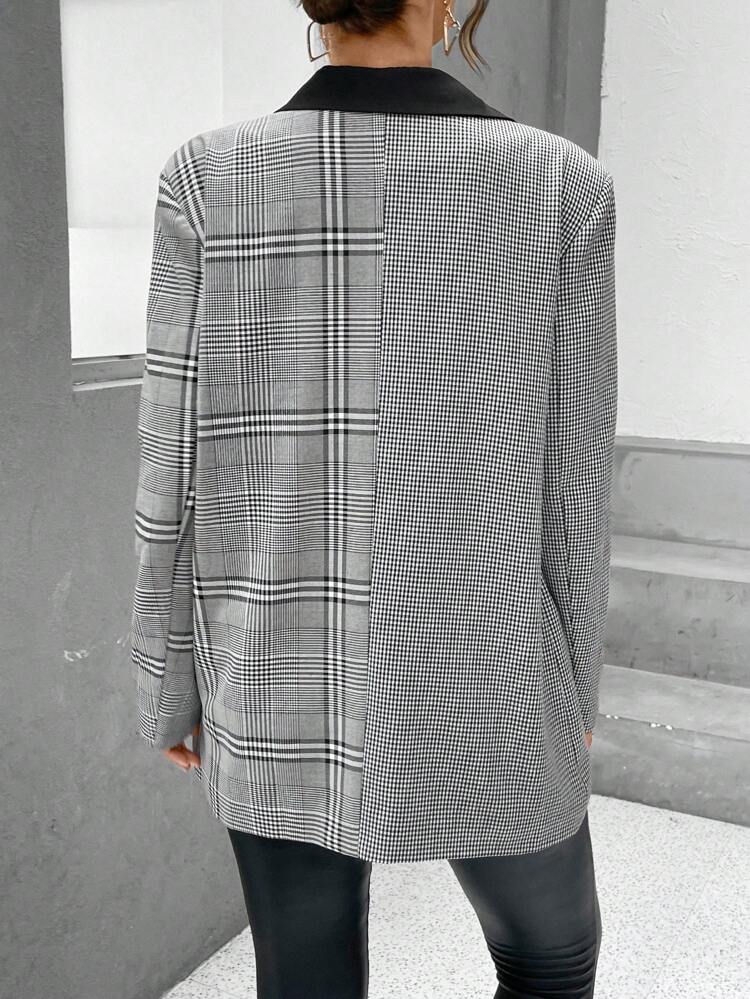 Plaid Print Double Breasted Blazer