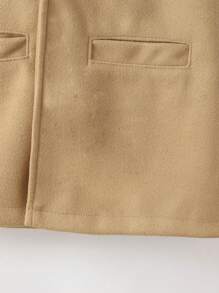 Toddler Girls Solid Double Button Hooded Overcoat - Khaki - View 4