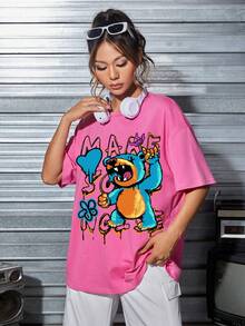 SHEIN EZwear Áo thun nữ - Hồng - Xem 4