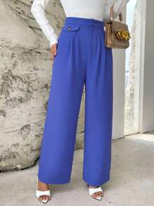 SHEIN Essnce Plicated Detail Wide Leg Suit Pants