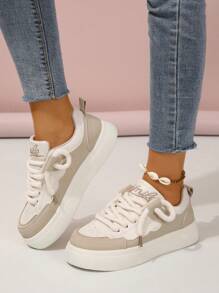 Fall/Winter Fashionable Colorblock Sneakers - Khaki - View 5