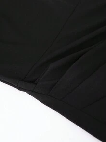 HOMEYEE Chất rắn Xù Viền mép Váy bodycon - màu đen - Xem 5