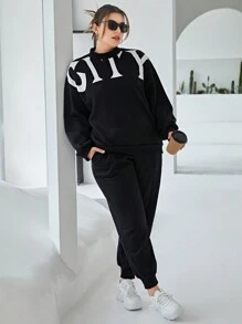 SHEIN Essnce 大碼兩件套裝 - 黑色 - 查看 1