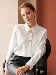 MOTF PREMIUM EMBELLISHED BUTTON SHIRT - White - View 2