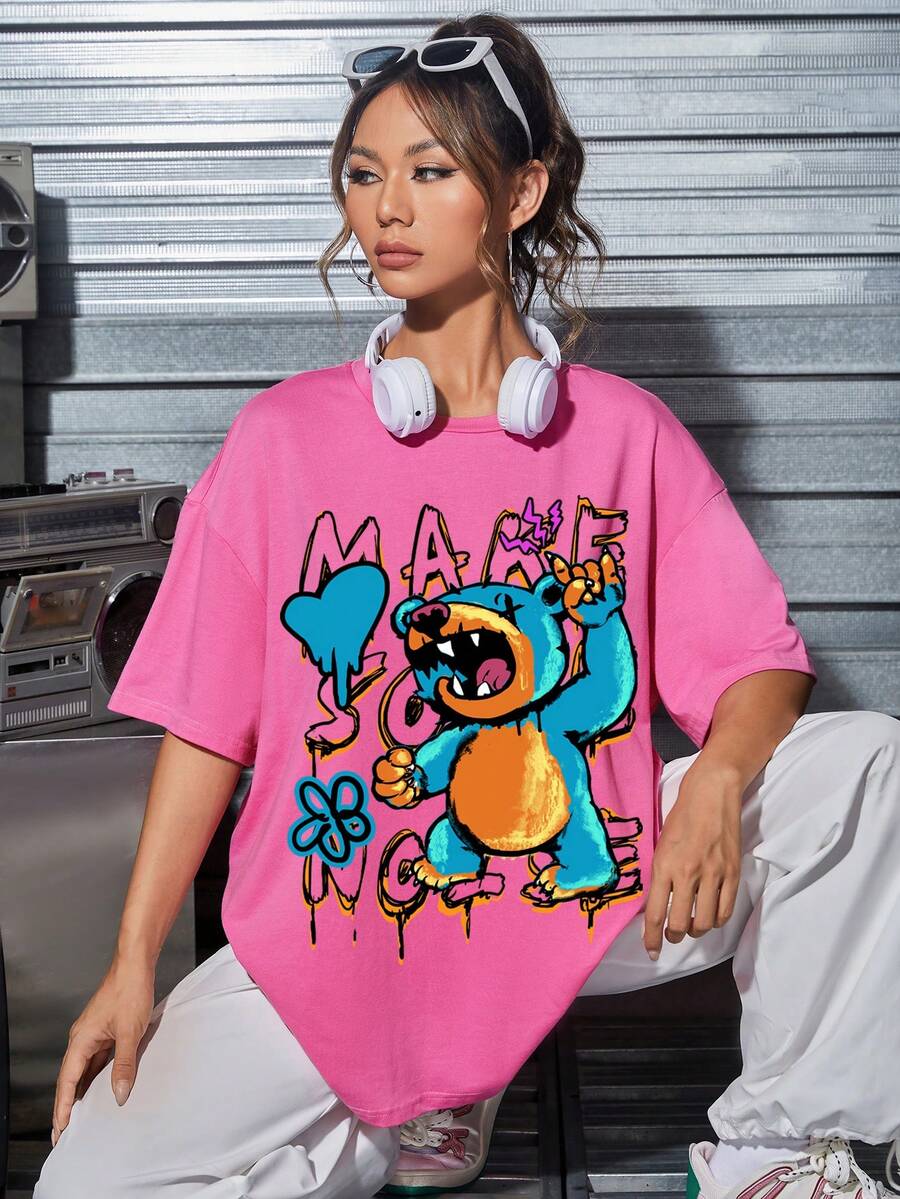 SHEIN EZwear Áo thun nữ - Hồng - Xem 1