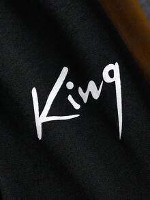 Tween Boy Letter Graphic Colorblock Pullover & Sweatpants - Black - View 7