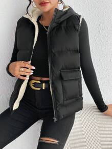 SHEIN Frenchy 拉鏈開襟羽絨背心大衣 - 彩色 - 查看 5