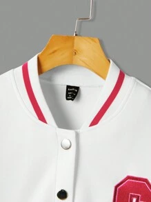 SHEIN EZwear Thư được vá Sọc trang trí Thả vai Mùa vụ Áo khoác Đại học - Nhiều màu - Xem 3